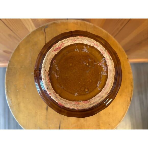 Rare Planter Pot Mid century Retro Vintage Chalkware Ceramic Brown Yellow (8880) - Picture 8 of 8